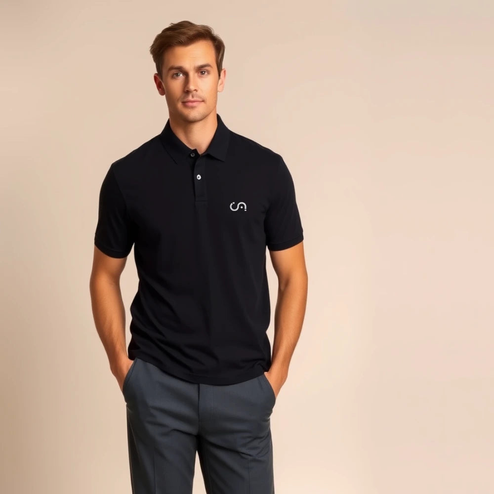 plain black polo