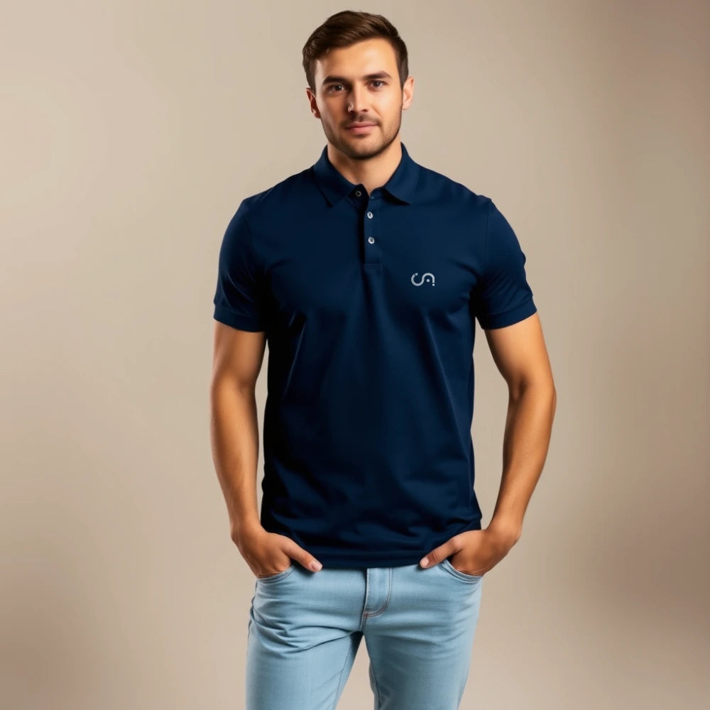 plain navy blue polo